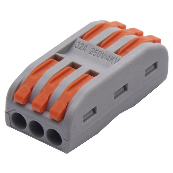 Клемма Stekker 3 х (0,08 - 2,5/4) монтажная для фазных проводников LD222-423 [уп. 25шт]