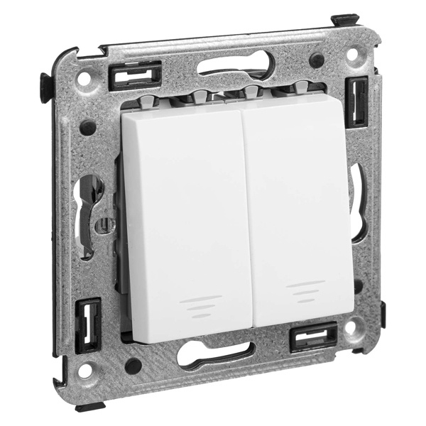 Кнопка двухклавишная в стену DKC Avanti, белое облако