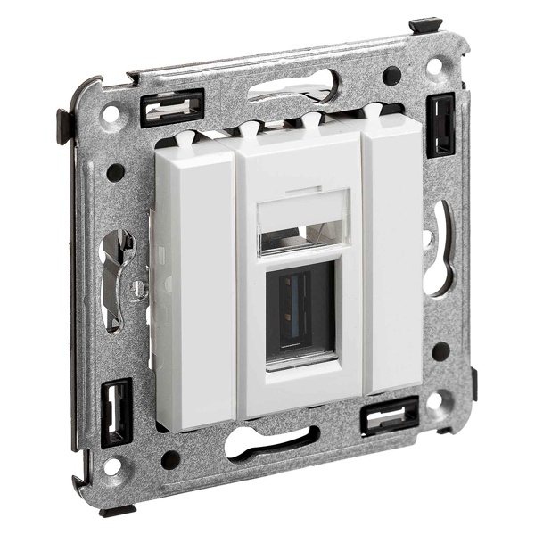 Розетка USB 3.0 одинарная в стену DKC Avanti, тип А-А, белое облако