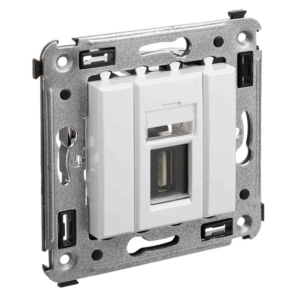 Розетка USB 2.0 одинарная в стену DKC Avanti, тип А-А, белое облако