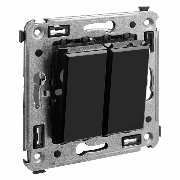 Переключатель с 3-х мест двухклавишный DKC Avanti в стену черный квадрат