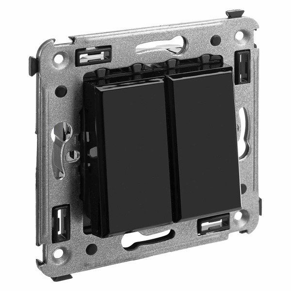 Кнопка двухклавишная в стену DKC Avanti, черный квадрат