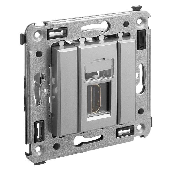 HDMI розетка одинарная в стену DKC Avanti, тип А-А, закаленная сталь