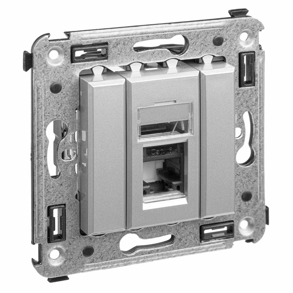 Компьютерная розетка RJ-45 в стену DKC Avanti кат.6 одинарная, закаленная сталь