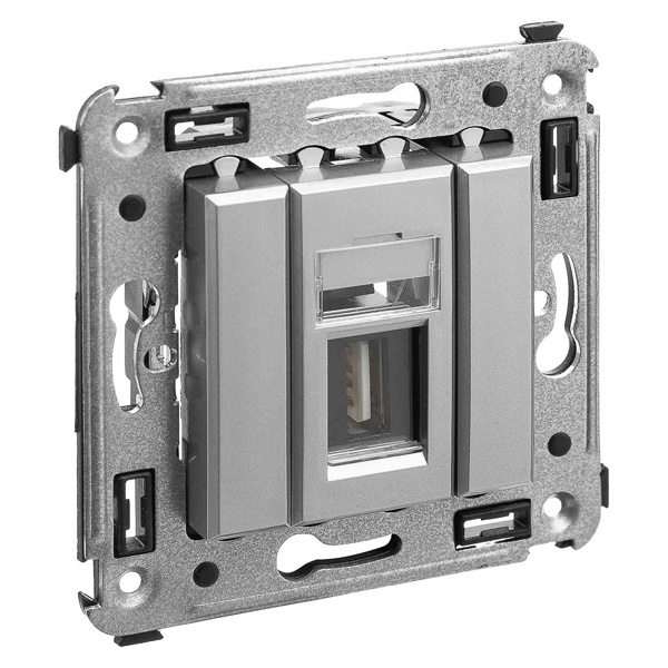 USB 2.0 розетка одинарная в стену DKC Avanti, тип А-А, закаленная сталь