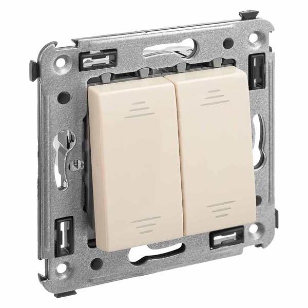 Переключатель с 3-х мест двухклавишный DKC Avanti в стену ванильная дымка