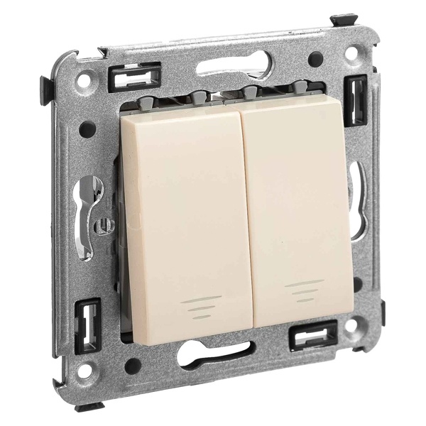 Кнопка двухклавишная в стену DKC Avanti, ванильная дымка
