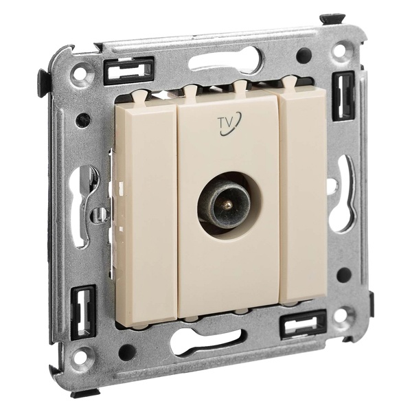 Розетка TV DKC Avanti проходная в стену, ванильная дымка