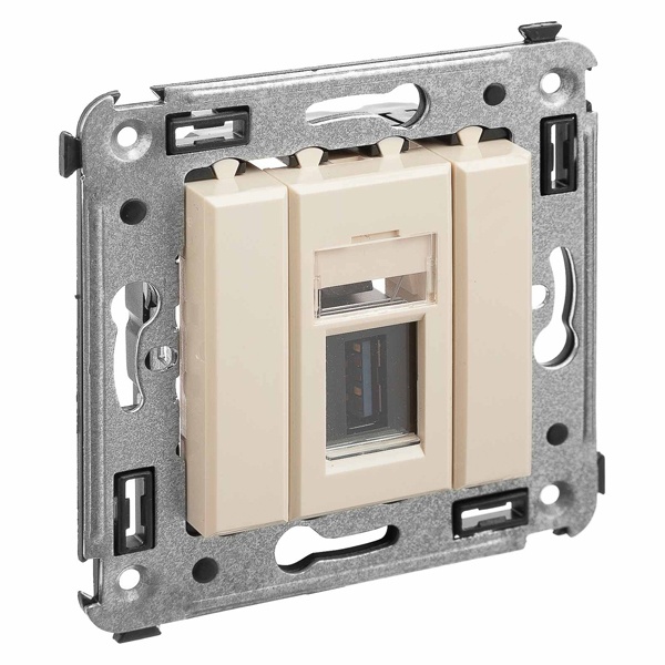 USB 3.0 розетка одинарная в стену DKC Avanti тип А-А, ванильная дымка