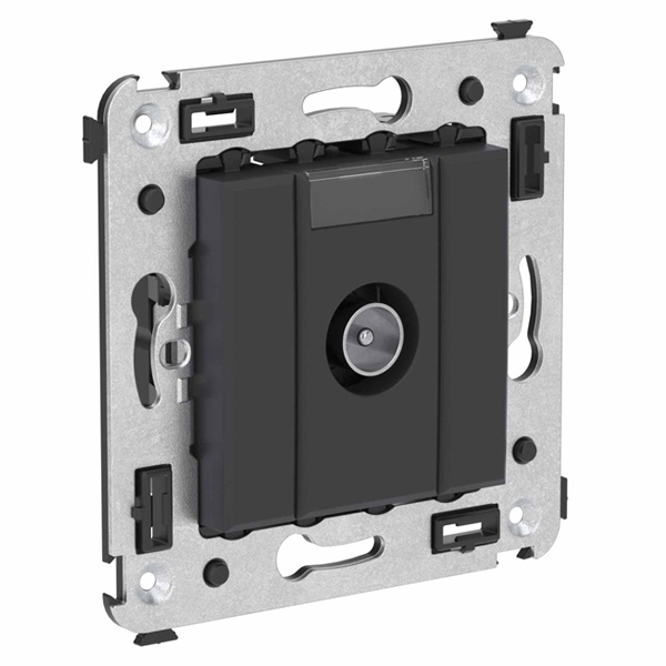 Розетка TV DKC Avanti оконечная в стену, черный матовый