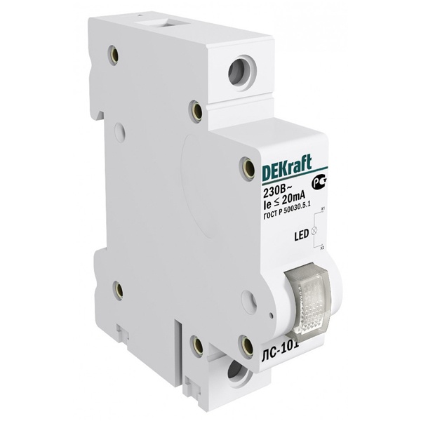 Лампа сигнальная DEKraft на DIN-рейку 1P белый LED