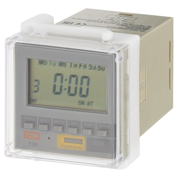 Таймер электронный цокольный в крышку щитка TDM ТЭ8-1мин/7дн-8on/off-16А-8Ц/Щ