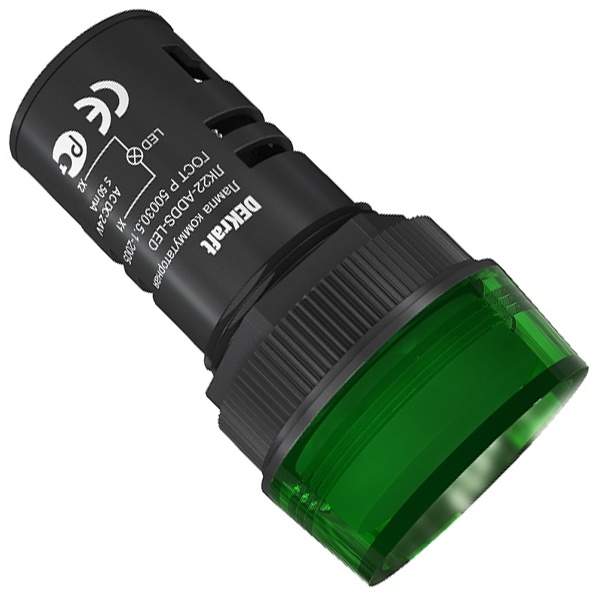 Лампа DEKraft ADDS d22мм LED ЗЕЛЕНЫЙ 24В AC/DC ЛK-22