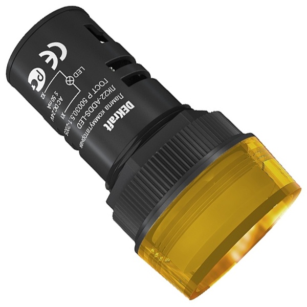 Лампа DEKraft ADDS d22мм LED ЖЕЛТЫЙ 24В AC/DC ЛK-22