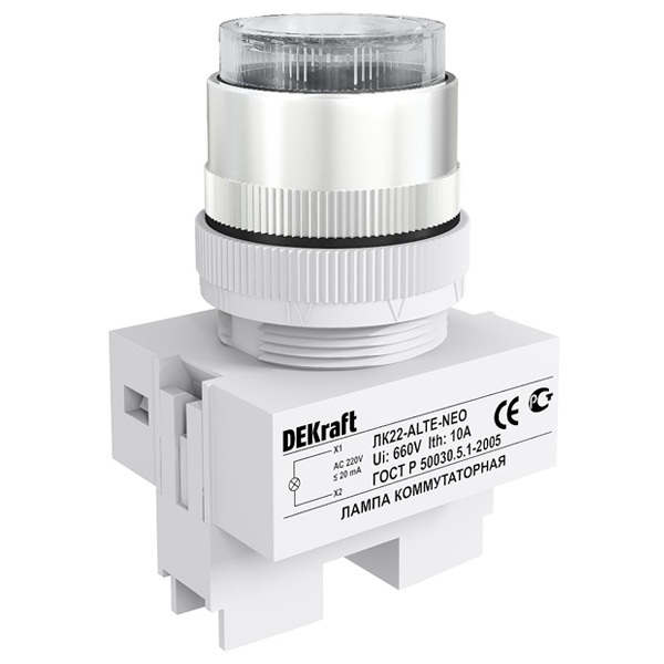 Лампа DEKraft ЛK-22 ALTE D22мм неон 220В белая