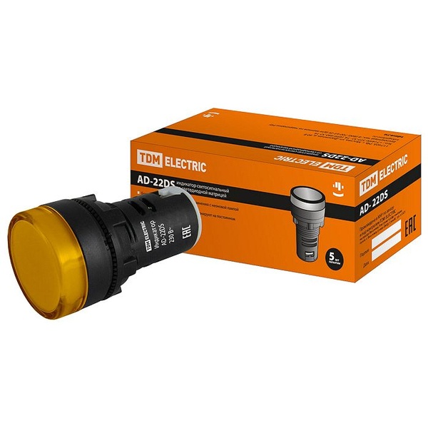Лампа TDM AD-22DS(LED)матрица d22мм желтый 230В