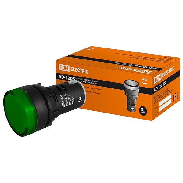 Лампа TDM AD-22DS(LED)матрица d22мм зеленый 230В