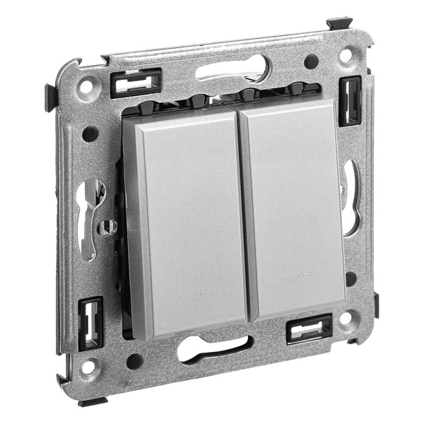 Кнопка двухклавишная в стену DKC Avanti, закаленная сталь