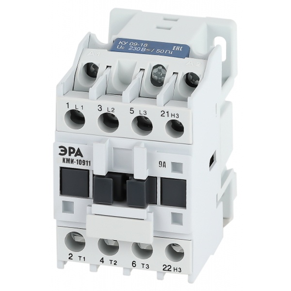 Контактор силовой ЭРА PRO КМИ-10911 3P 1НЗ 9А катушка 230В AC