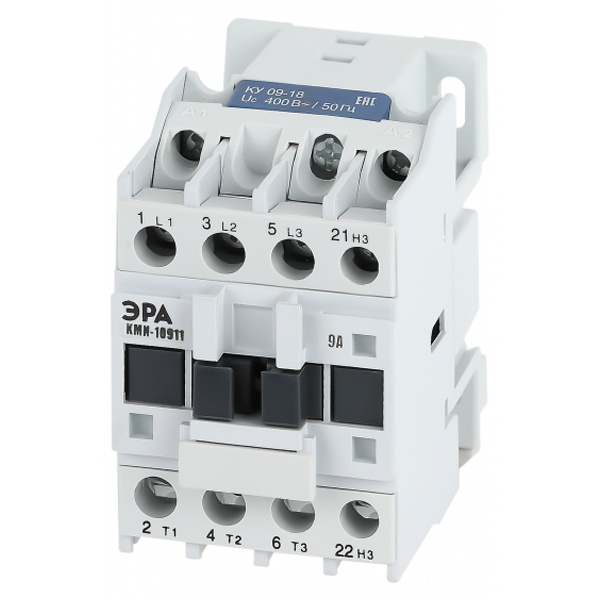 Контактор силовой ЭРА PRO КМИ-10911 3P 1НЗ 9А катушка 400В AC