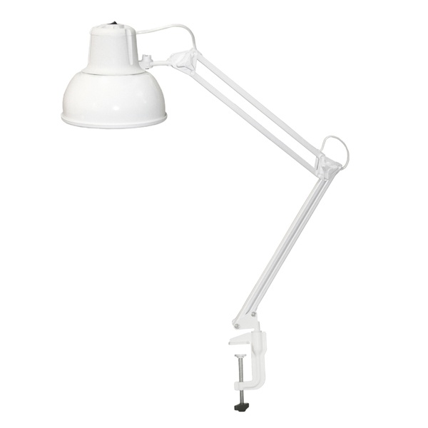 Светильник настольный Бета-К НДБ37-60-159 под лампу ЛОН/LED, max 60W 220V Е27, на струбцине, белый