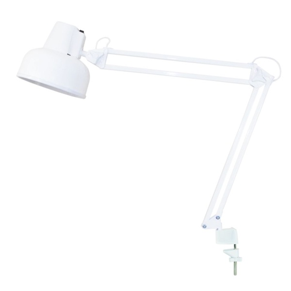 Светильник настольный Бета НДБ37-60-013 под лампу ЛОН/LED 220V Е27 на металлической струбцине, белый