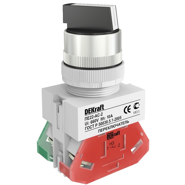 Переключатель DEKraft 2 фиксированных положения I-O стандартная ручка 1НО+1НС черный