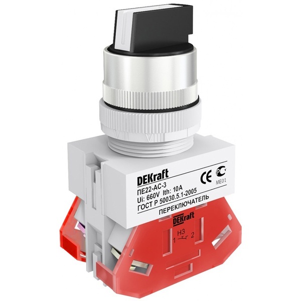 Переключатель DEKraft 3 фиксированных положения I-O-II стандартная ручка 2НО черный