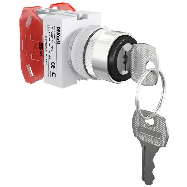 Переключатель DEKraft 3 фиксированных положения I-O-II стандартная ручка 2НО ключ