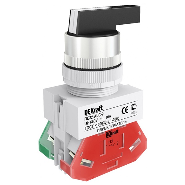 Переключатель DEKraft 2 фиксированных положения I-O удлиненная ручка 1НО+1НС черный