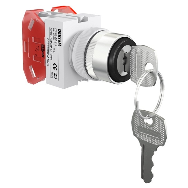 Переключатель DEKraft 3 положения правое и левое б/фиксации I-O-II 2НО ключ