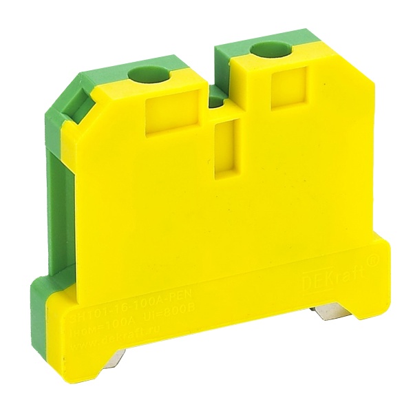 Зажим наборный заземляющий DEKraft ЗН-101 100А 3-16мм2 желто-зеленый