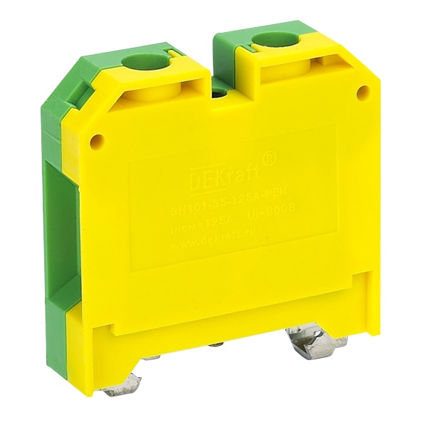 Зажим наборный заземляющий DEKraft ЗН-101 125А 3-35мм2 желто-зеленый