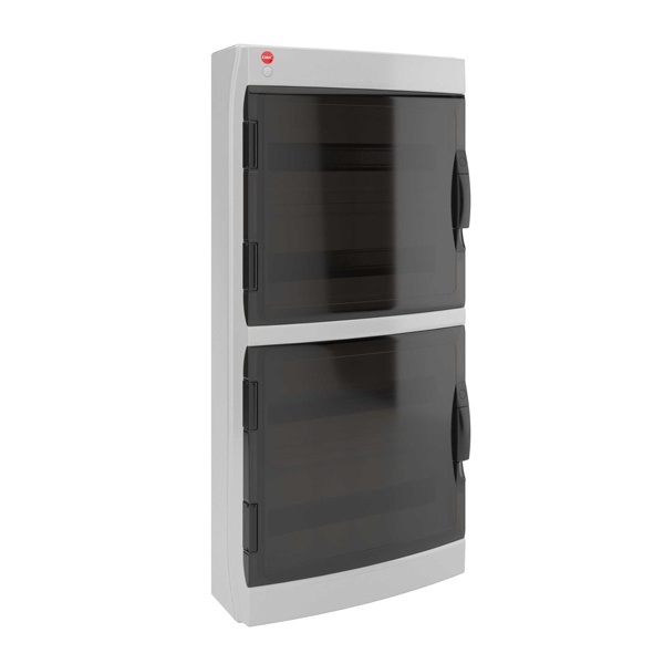 Щиток настенный DKC RAM base (4х18) на 72 модуля прозрачная дверь клеммный блок 63А серый IP65