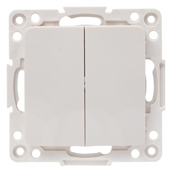 Механизм выключателя 2-клавишного EKF 10А Стокгольм белый