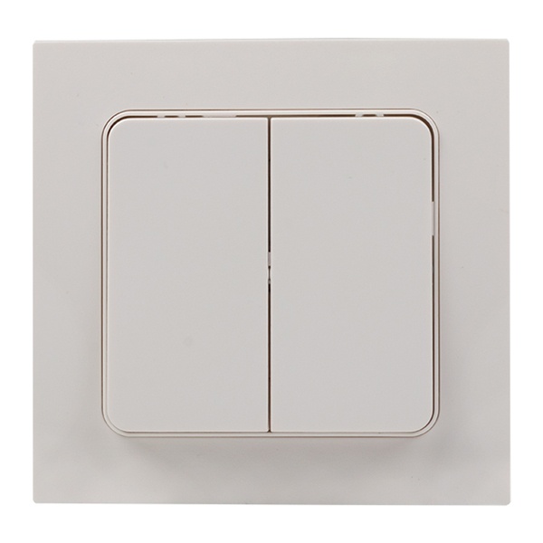 Выключатель 2-клавишный EKF 10А с рамкой Стокгольм белый