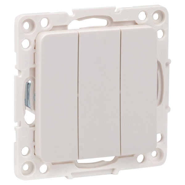 Механизм выключателя 3-клавишного EKF 10А Стокгольм белый