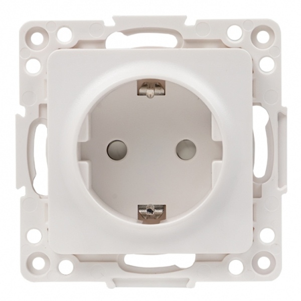 Механизм розетки EKF 2P+E 16А с защитными шторками Стокгольм белый