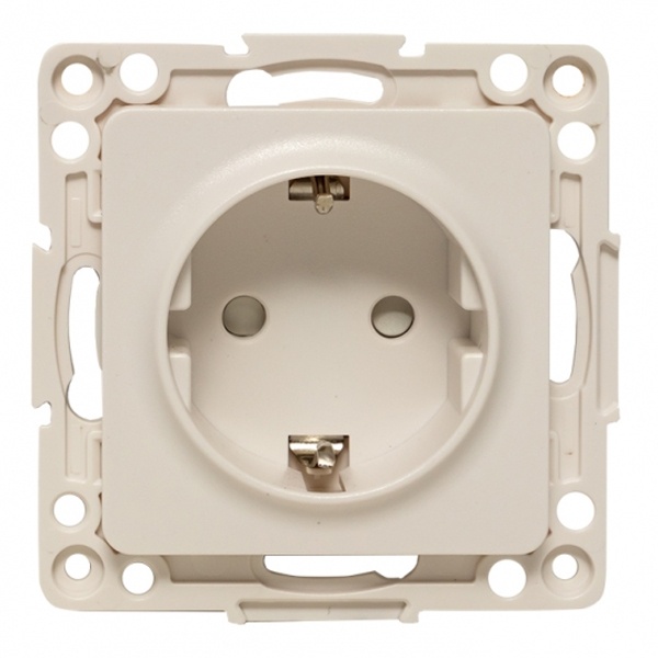 Механизм розетки EKF 2P+E 16А с защитными шторками винтовые клеммы Стокгольм белый