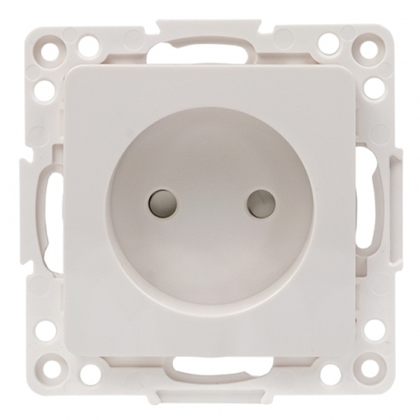 Механизм розетки EKF 2P без заземления 10А с защитными шторками Стокгольм белый