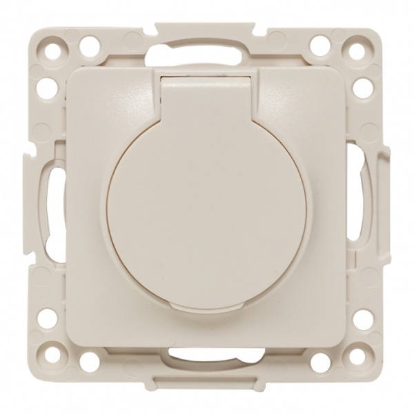 Механизм розетки EKF 2P+E 16А с крышкой и шторками IP44 Стокгольм белый