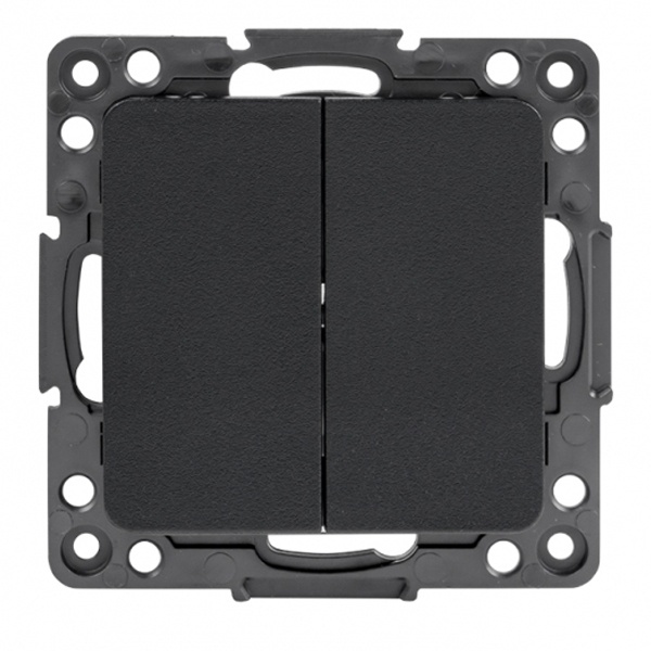 Механизм выключателя 2-клавишного EKF 10А Стокгольм черный