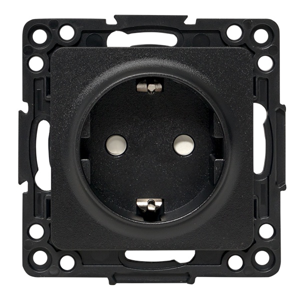 Механизм розетки EKF 2P+E 16А с защитными шторками винтовые клеммы Стокгольм черный