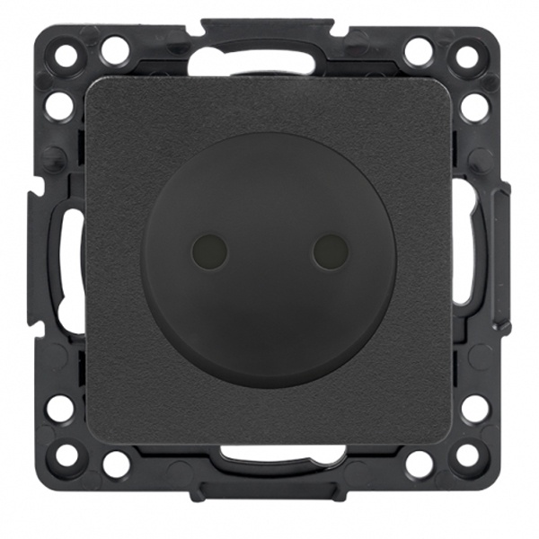 Механизм розетки EKF 2P без заземления 10А с защитными шторками Стокгольм черный