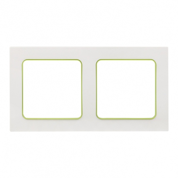 Рамка 2-местная EKF Стокгольм белый с линией цвета зеленый