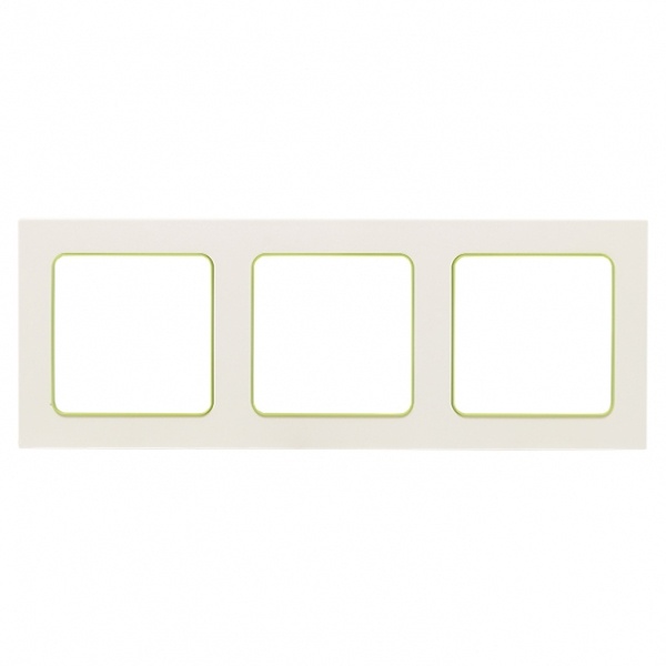 Рамка 3-местная EKF Стокгольм белый с линией цвета зеленый