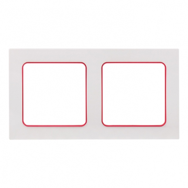 Рамка 2-местная EKF Стокгольм белый с линией цвета красный