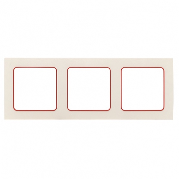 Рамка 3-местная EKF Стокгольм белый с линией цвета красный
