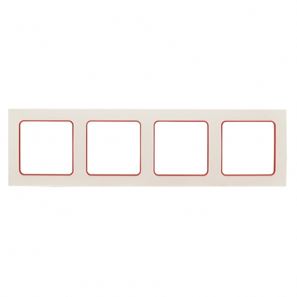 Рамка 4-местная EKF Стокгольм белый с линией цвета красный