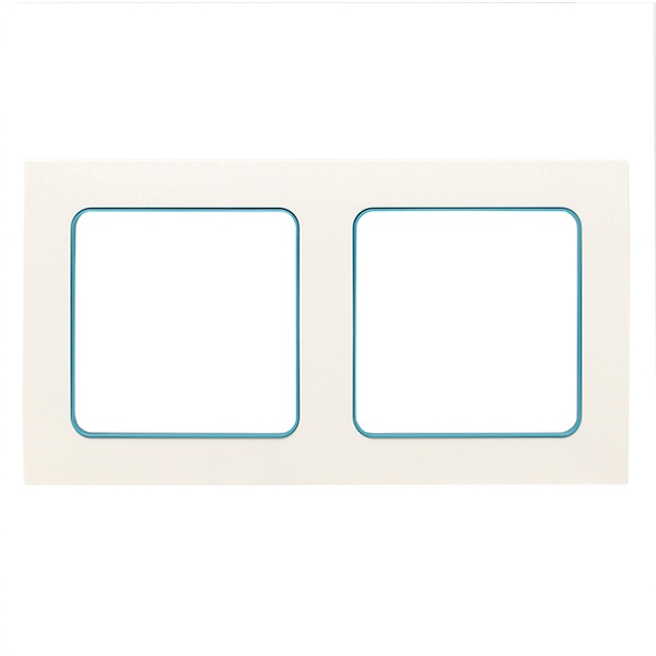 Рамка 2-местная EKF Стокгольм белый с линией цвета синий